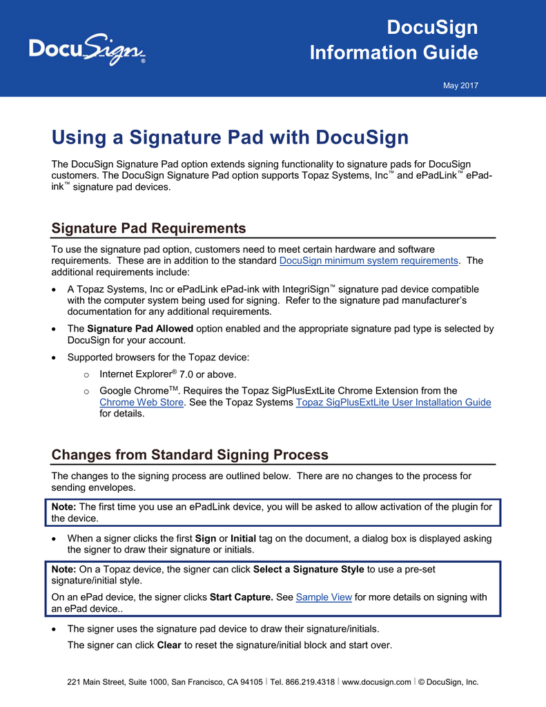 Using a Signature Pad with DocuSign Manualzz