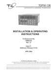 Technisonic TDFM-136 Airborne VHF/FM Digital Transceiver Installation &amp; Operating Instructions