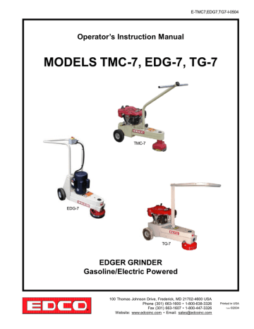 models tmc-7, edg-7, tg-7 | Manualzz