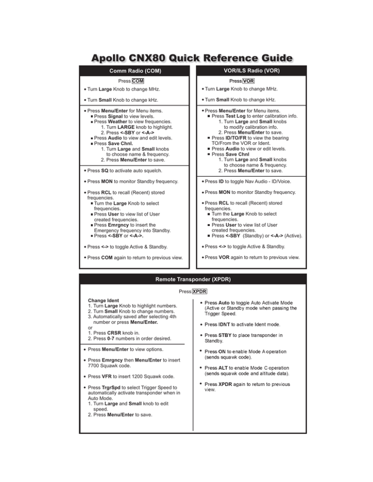 Garmin CNX 80 Reference guide | Manualzz