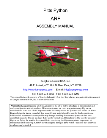 ARF Model Pitts Python ASSEMBLY MANUAL | Manualzz