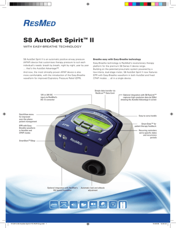 S8 Autoset Spirit Fact Sheet Pdf Manualzz