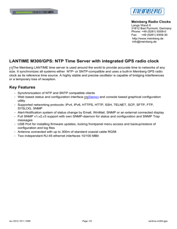 LANTIME M300/GPS: NTP Time Server with integrated GPS radio | Manualzz