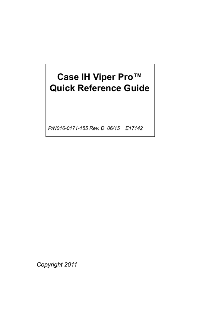 Case IH Viper Pro™ Quick Reference Guide | Manualzz