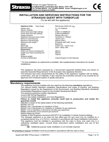 straxgas quest with turboflue | Manualzz