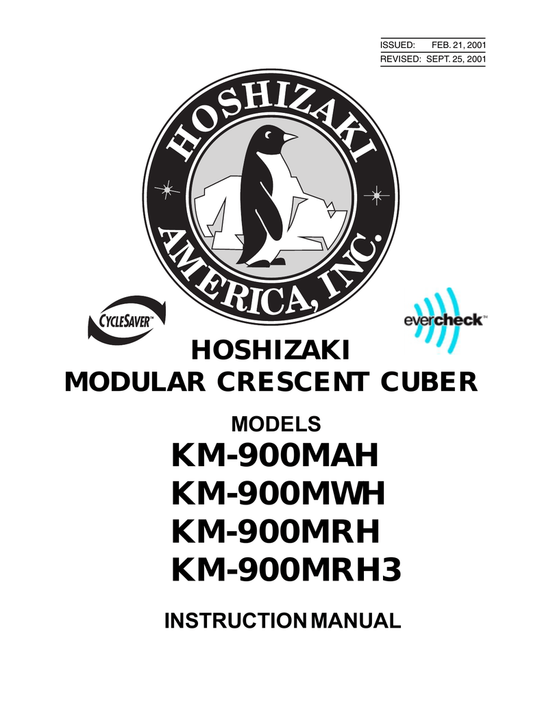 Hoshizaki KM900MRH3 Instruction manual Manualzz