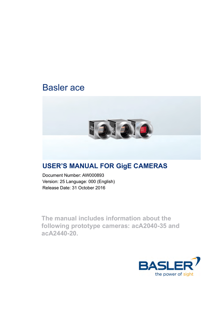 Basler Ace GigE Manual Manualzz