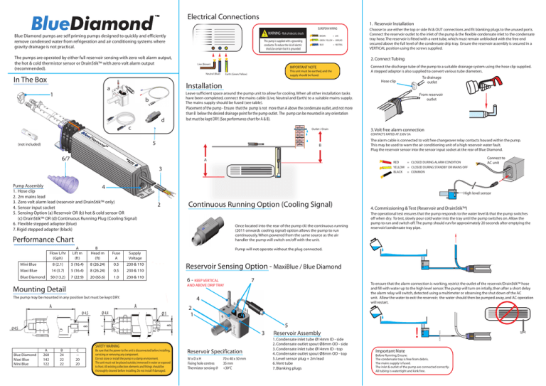 Reservoir Sensing Option - MaxiBlue / Blue Diamond Installation | Manualzz