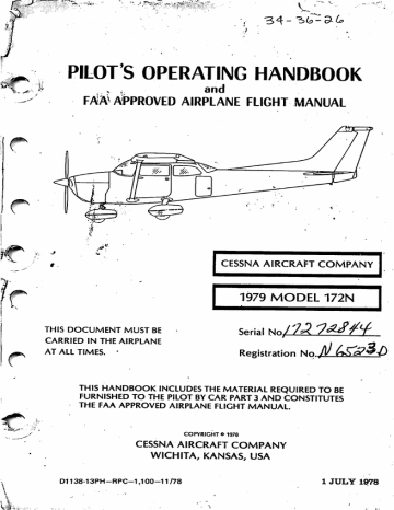 1978-1985 Cessna Model 152 Series Illustrated Parts Catalog Manual Revise 1996 