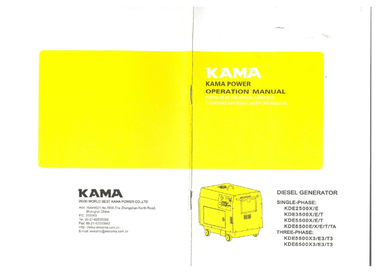 Page 1 º Kama Power Operation Ivlanual Kama Diesel Manualzz