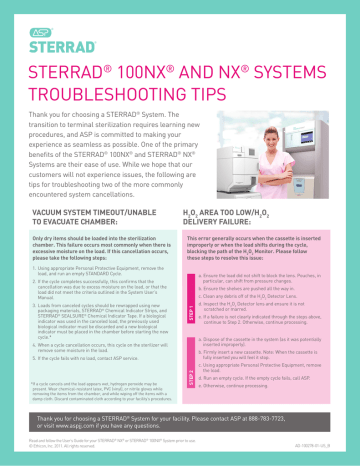 Sterrad 100nx And Nx Systems Troubleshooting Tips Manualzz