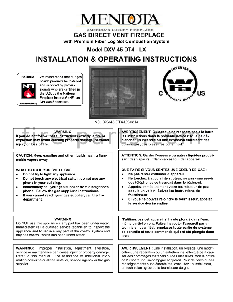 GAS DIRECT VENT FIREPLACE Manuals Manualzz