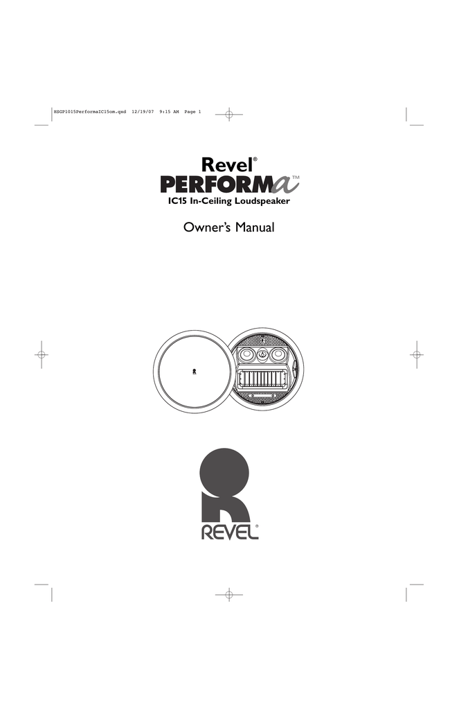 Revel Revel Speakers Manualzz