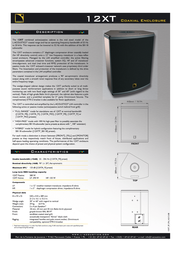 For Sale L Acoustics 12xt High Performance Loudspeakers In A Case Listing Detail Soundbroker Com Loudspeaker Acoustic High Performance