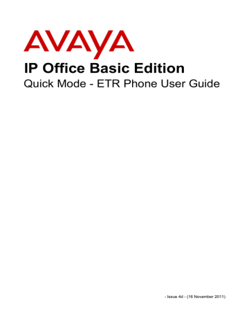 IP Office Basic Edition - Quick Mode ETR User Guide | Manualzz