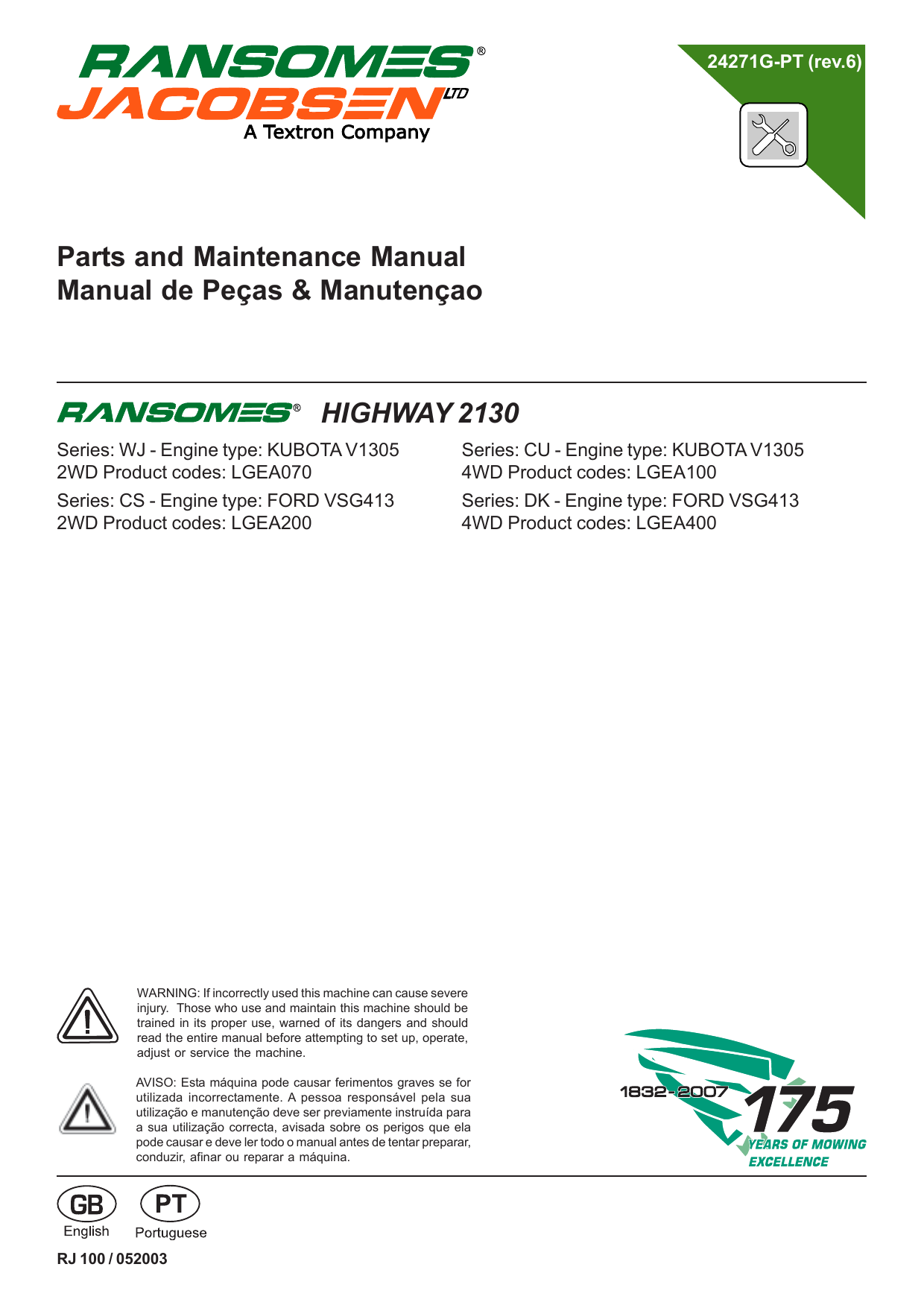 Highway 2130 Parts And Maintenance Manual Manual De Pecas Manualzz