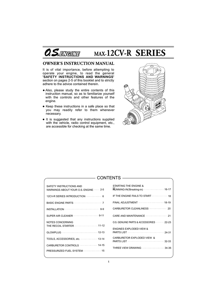 os max 12cv nitro engine