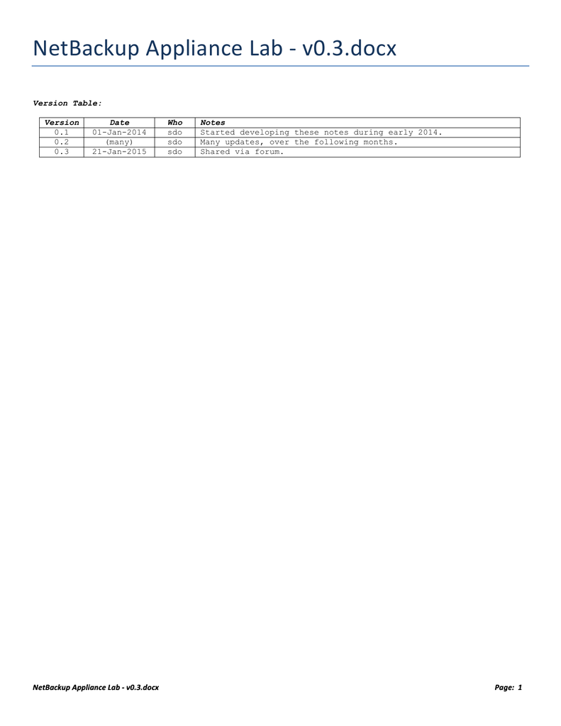 Netbackup Appliance Lab V0 3 Docx Manualzz