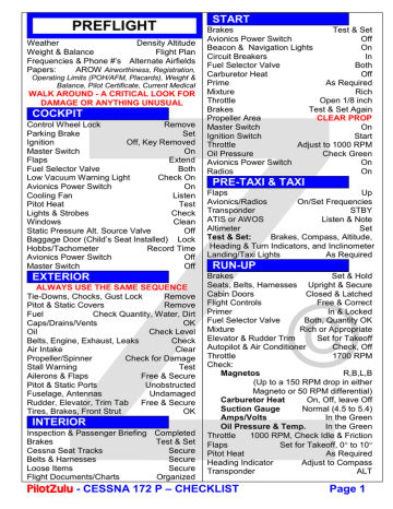 best cessna 172s g1000 checklist