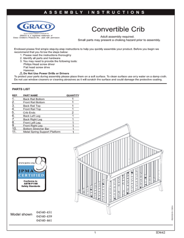 Graco lennon convertible store crib assembly