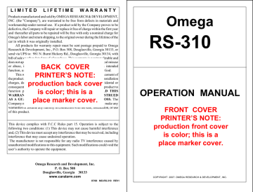 Omega RS-310 Owner's Manual | Manualzz
