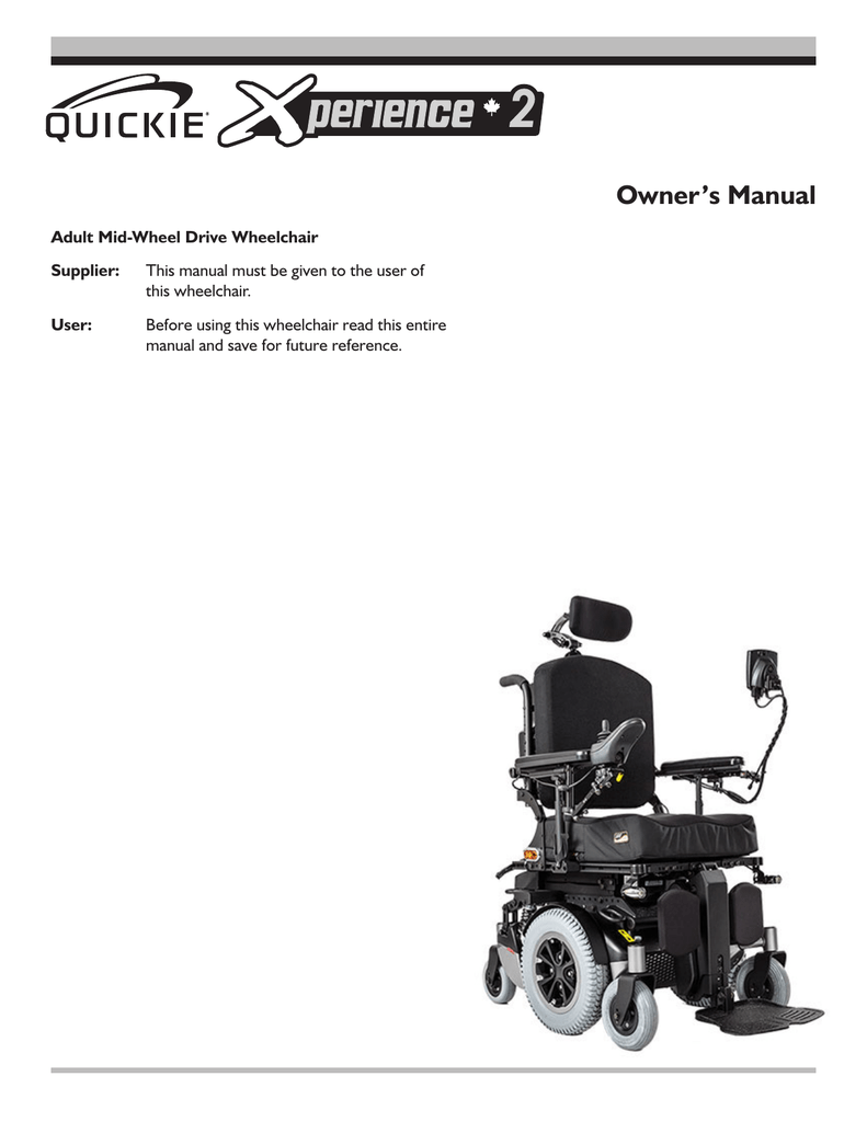 Quickie Xperience 2 Owners Manual Manualzz