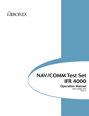 NAV/COMM Test Set IFR 4000 - aeroflex | Manualzz