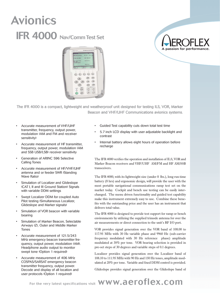 Ifr 4000 Nav M Tester Manualzz
