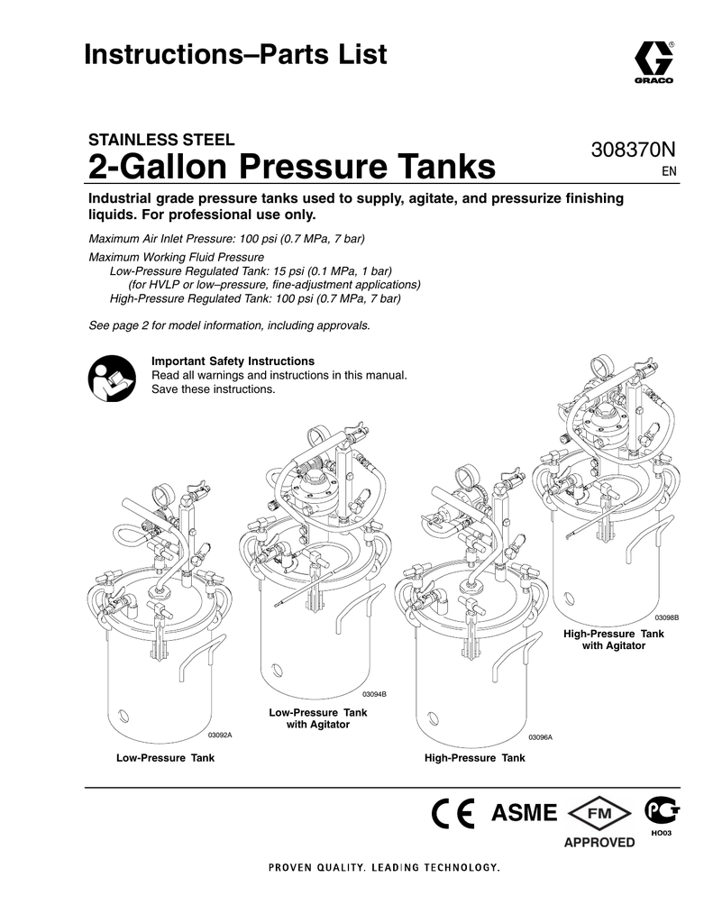 2Gallon Pressure Tanks Manualzz