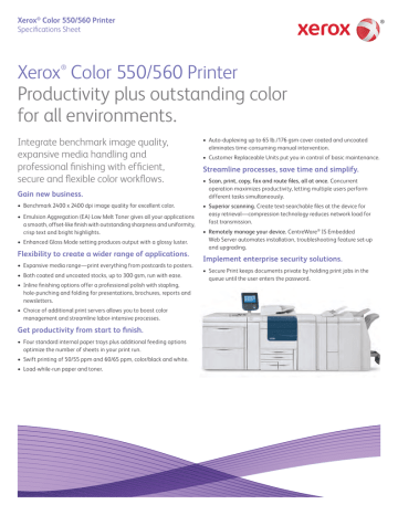 Specifications - Xerox Color 550/560 Printer | Manualzz
