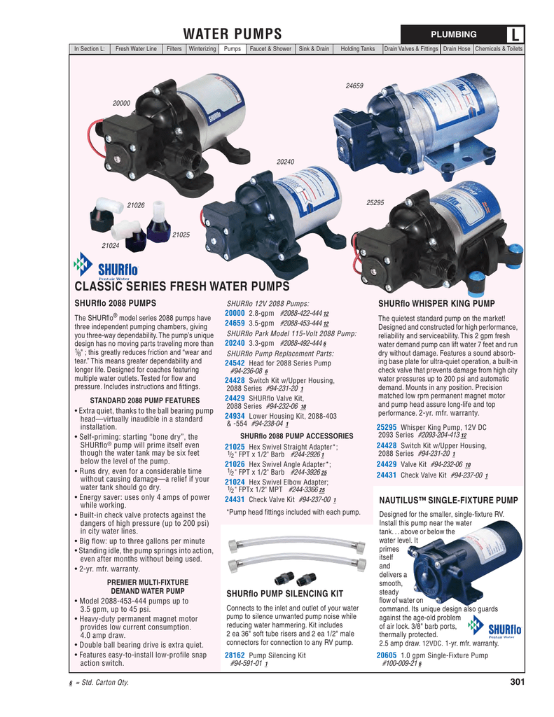 Leisure Components 131-4 3-Way Low Boy Hand Water Pump