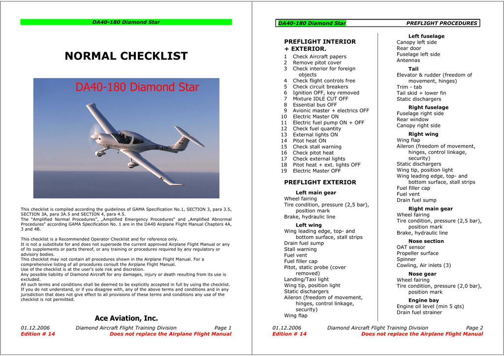 Image result for DIAMOND 40 TDI CHECKLIST