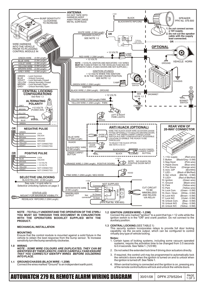 Alarm Auto Watch Diagram Car Wiring 280rli. autowatch  