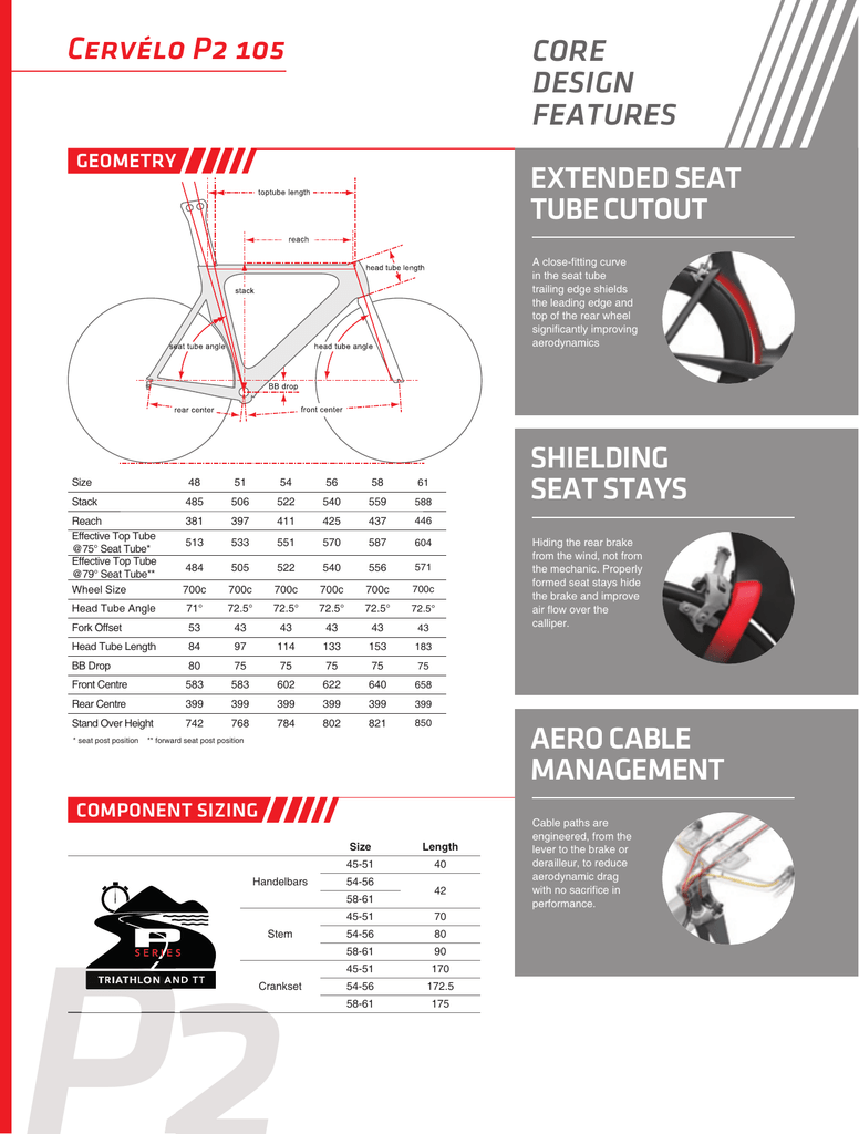 Cervelo p2 best sale size guide