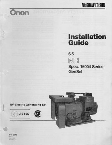 Onan Installation Guide 6.5 NH Genset | Manualzz