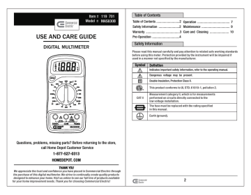 Commercial Electric MAS830B Use and Care Manual | Manualzz