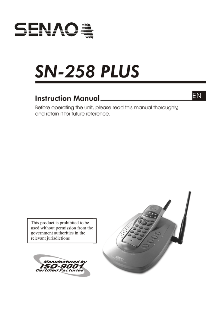 SN-258 PLUS MANU | Manualzz