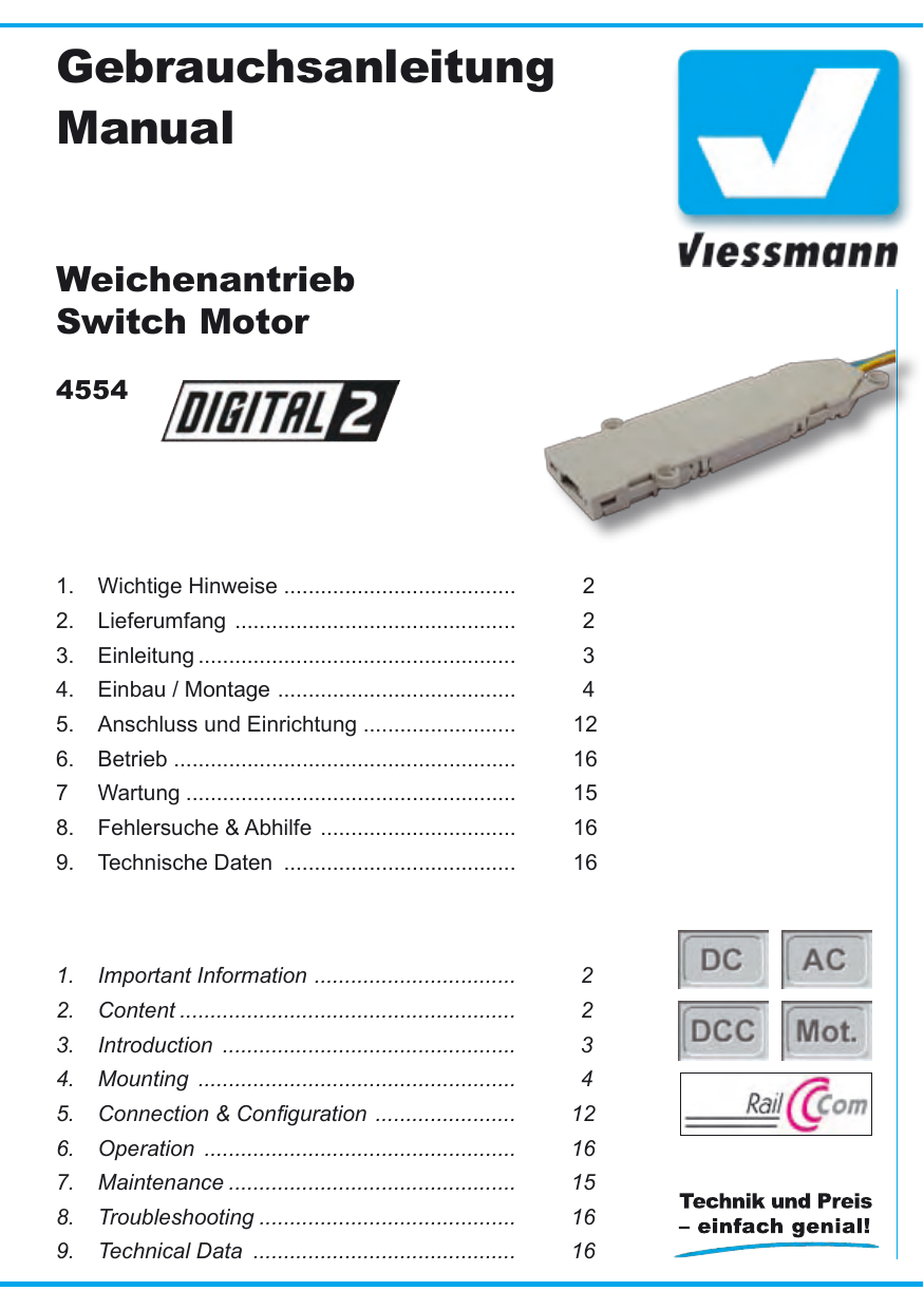 DC Digital MM DCC Viessmann 4554 Weichenantrieb Analog AC