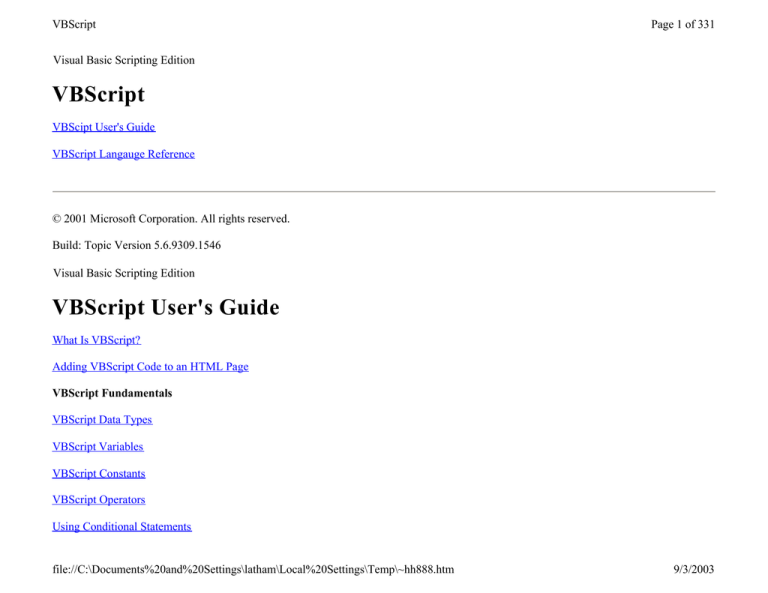 Vbscript Vbscript User S Guide Manualzz