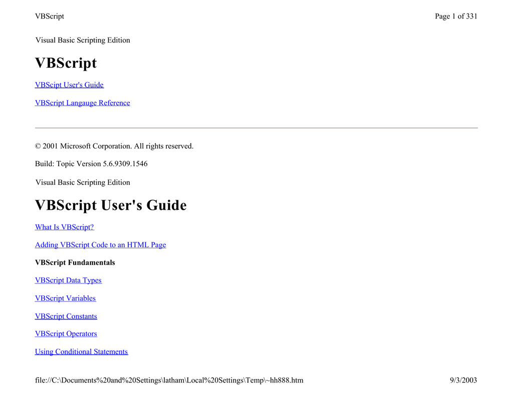 VBScript VBScript User`s Guide  Manualzz