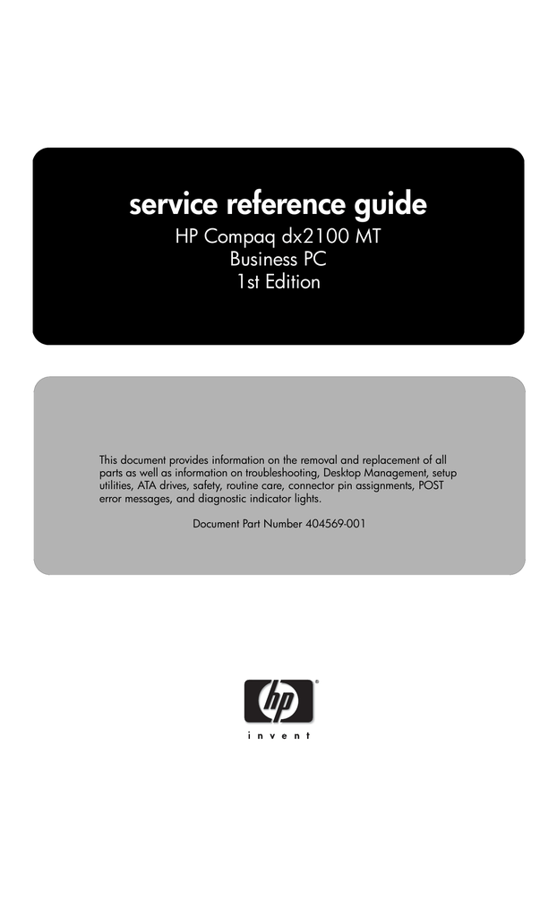 HP (HewlettPackard) dx2100 MT User manual Manualzz
