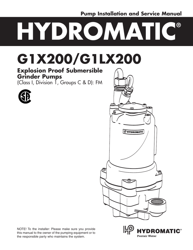 Pump Installation | Manualzz | Hydromatic Pump Wiring Diagram | | Manualzz