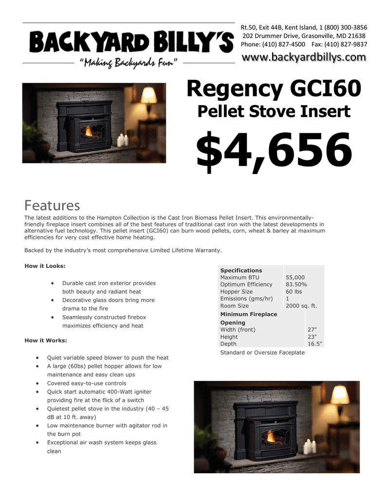 Regency Gci60 Pellet Stove Insert 4656 Manualzz Com