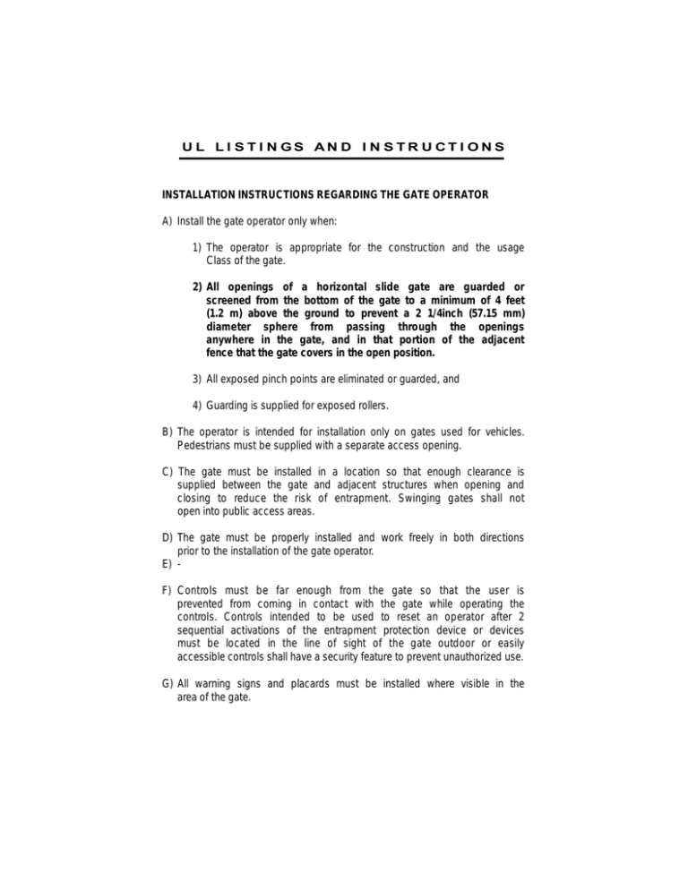 Installation Instructions Regarding The Gate Manualzz