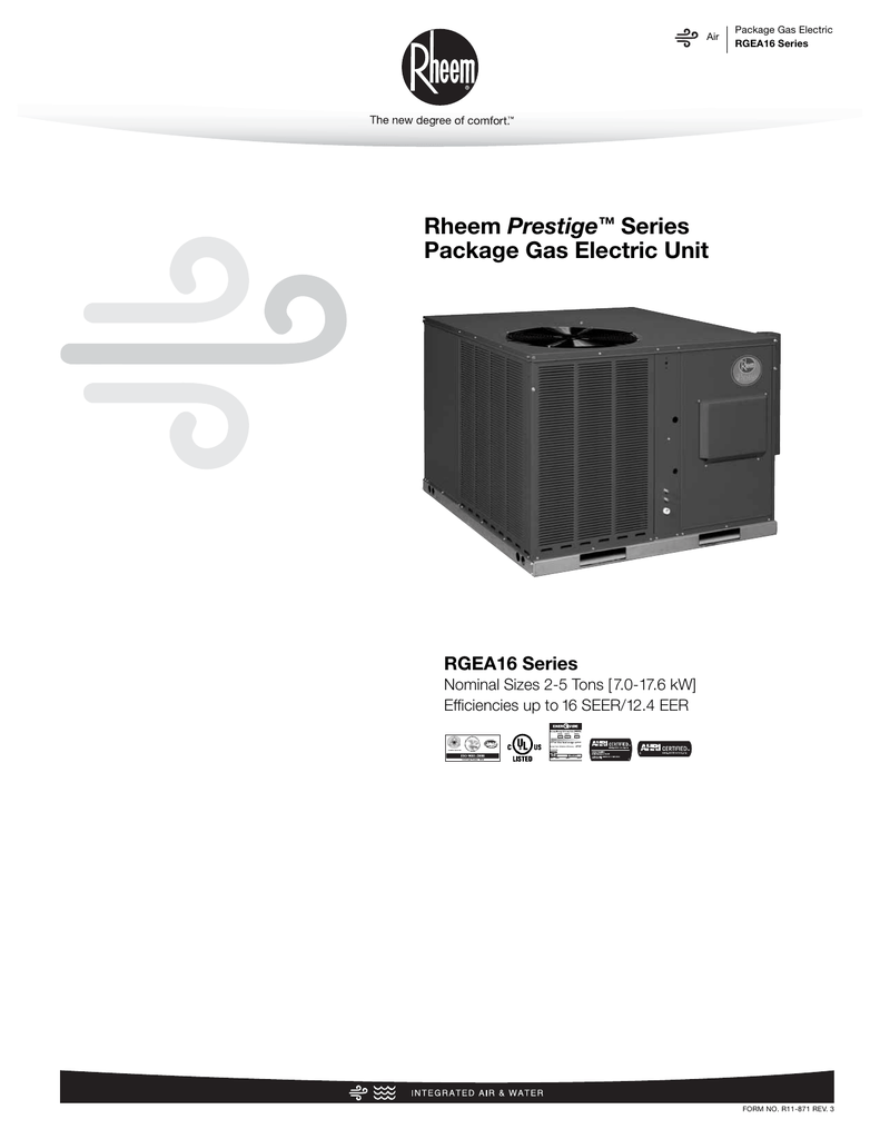 Ruud RGEA16048AJV08TAAAUA Prestige™ RGEA16 Series 16 SEER 4 Tons Two