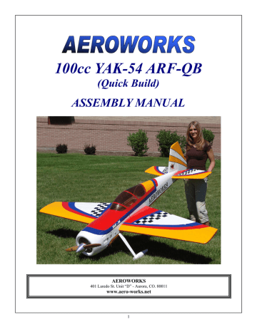 AeroWorks 100cc YAK-54 ARF-QB Assembly Manual | Manualzz