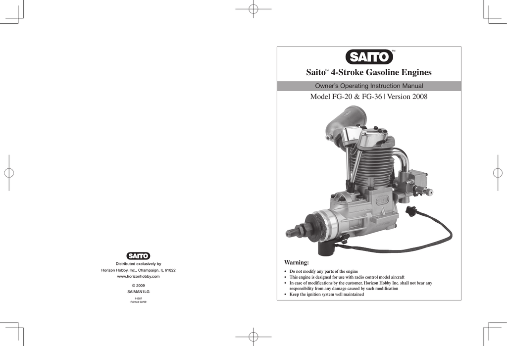 Saito 4Stroke Gasoline Engines Manualzz