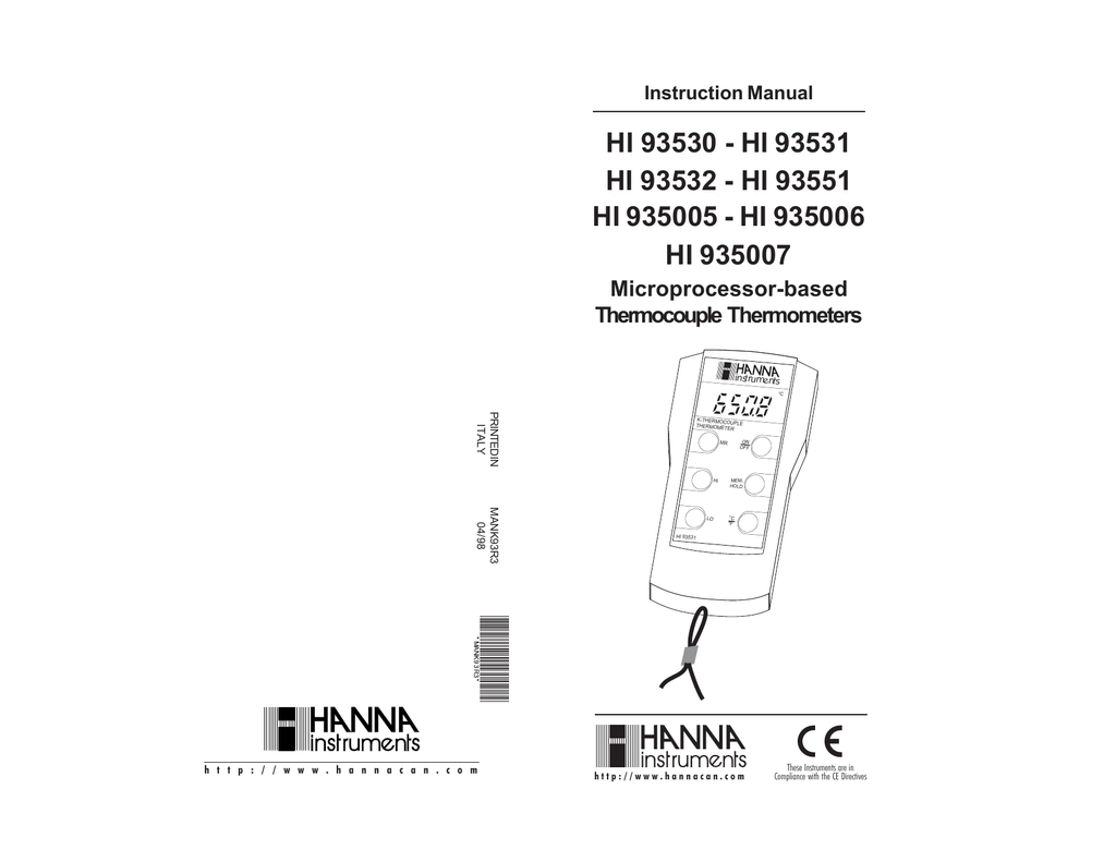 T-Type Thermocouple Thermometer - HI935004