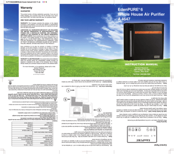 EdenPURE 6 Whole House A4647 Air PurifiersHeater Product manual | Manualzz