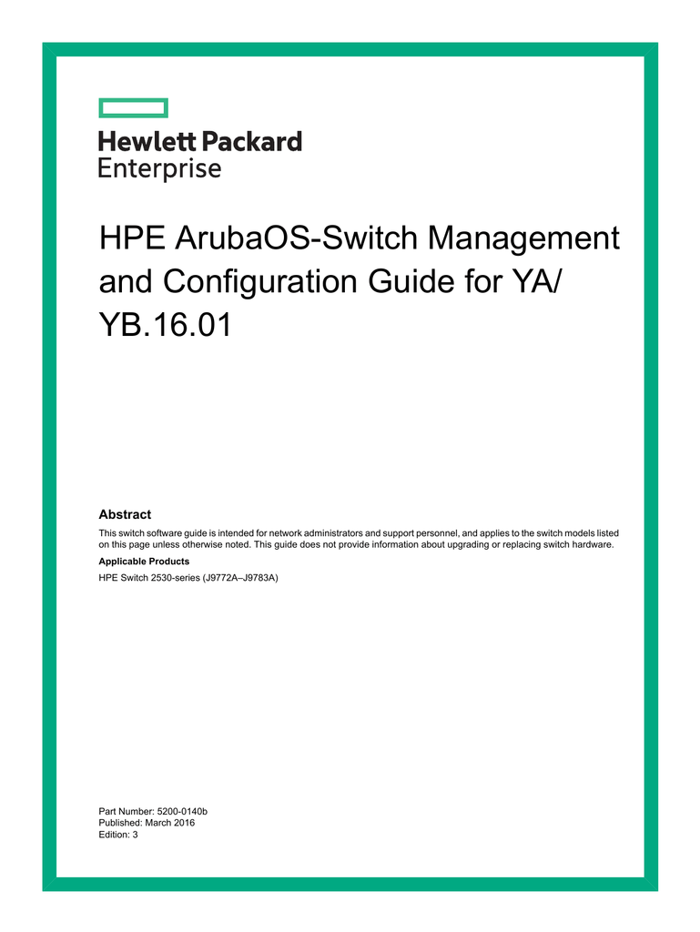 Aruba 2530 Switch Installation Guide Manualzz